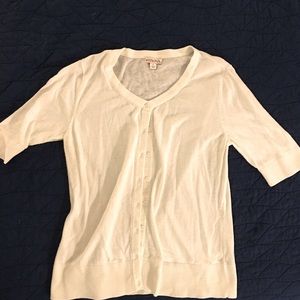 Short sleeve cotton blend cardigan